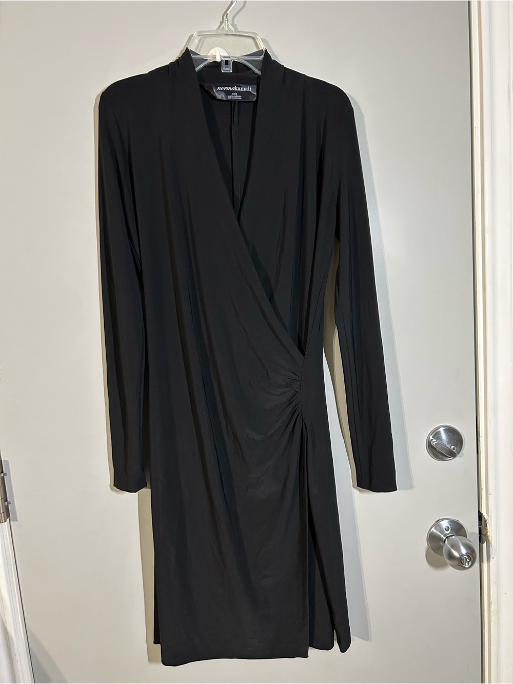 Norma Kamali Black Long-Sleeve Wrap Dress
